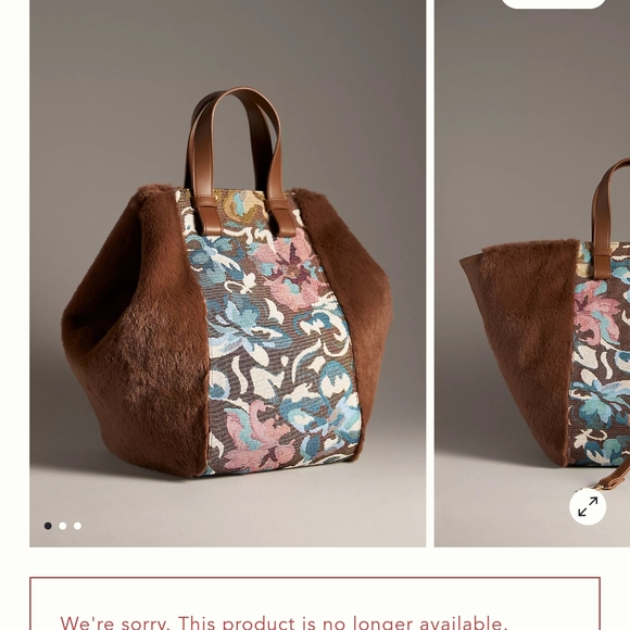 Anthropologie Brown Tote with Floral Tapestry Panel - Picture 2 of 7